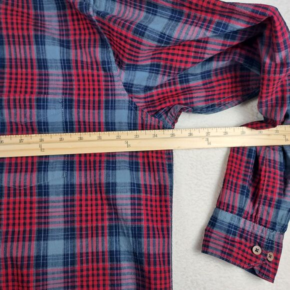 Richlook XXL 44 Plaid Casual Shirt Red Grey Blue Button Front Long Sleeve - Picture 5 of 9